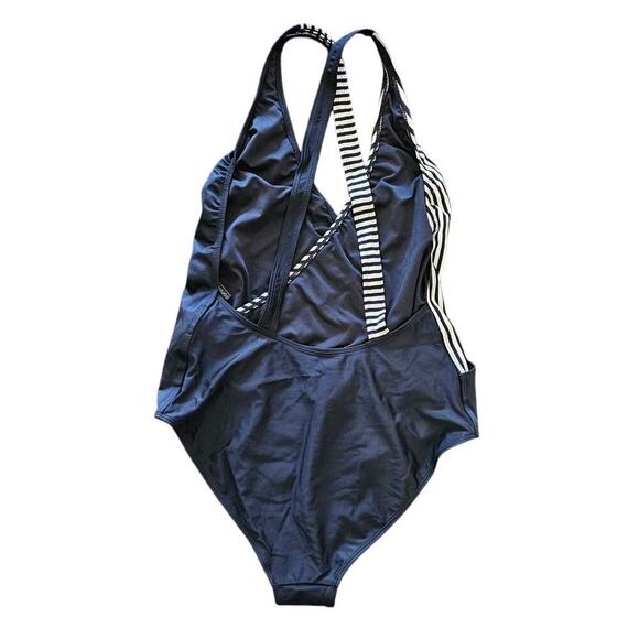 Topshop One Piece Swimsuit Black Stripe Multi Size 10 - Picture 2 of 4